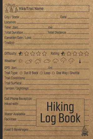 Hiking Log Book: Trail Journal / Memory Book For Adventure Notes / Logbook for Track Hikes / Notebook for Journeys / Great Gift Idea for Hiker, Camper, Travelers / 6" x 9" Travel Size
